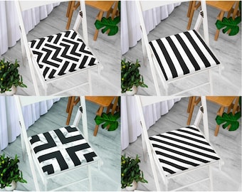 Garden Chair Pad: Modern Black and White Stripes - Soft, Durable