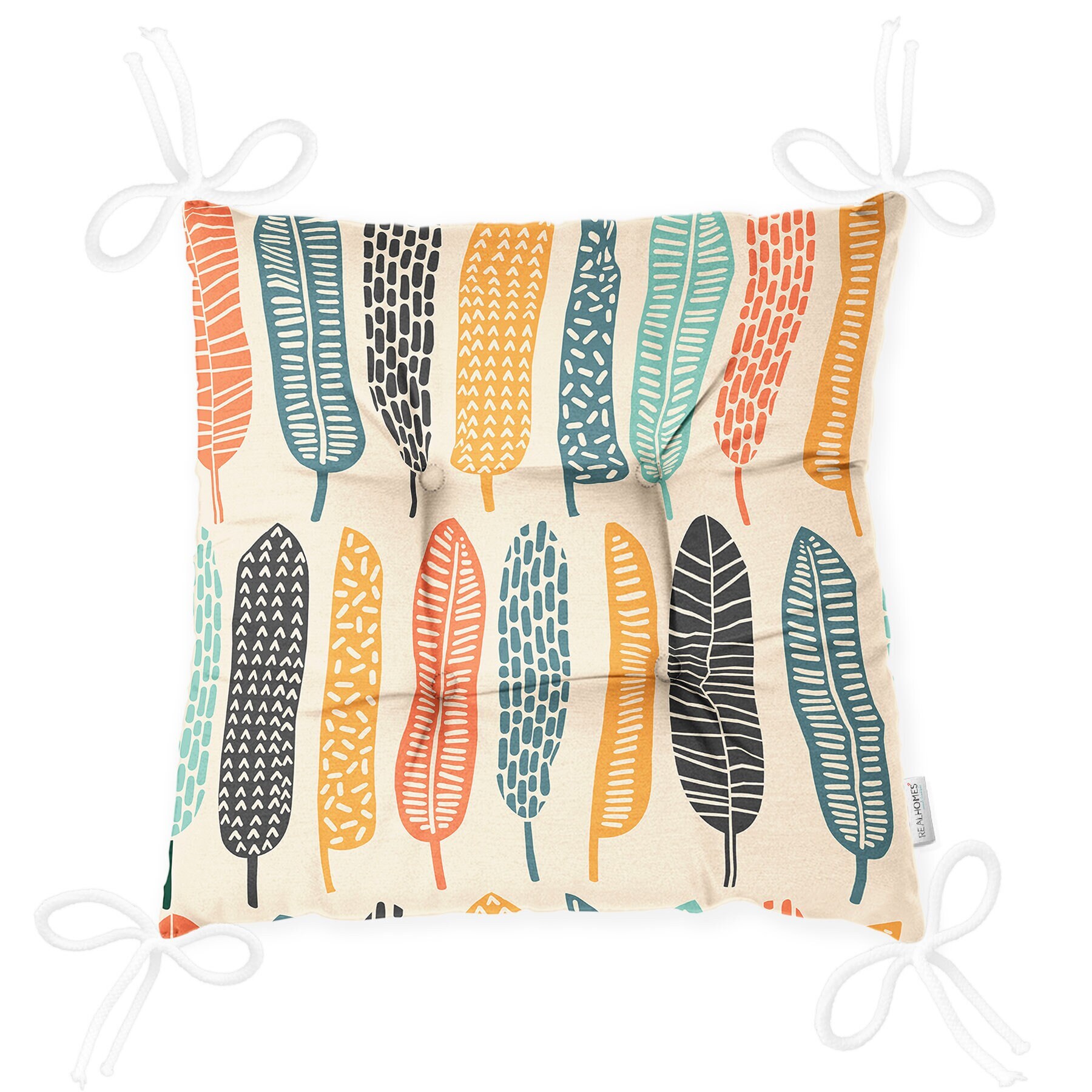 Decorative Abstract Leaf Pattern Seat Cushions, Stylish Abstract Leaf Chair Pads, Boho Chair