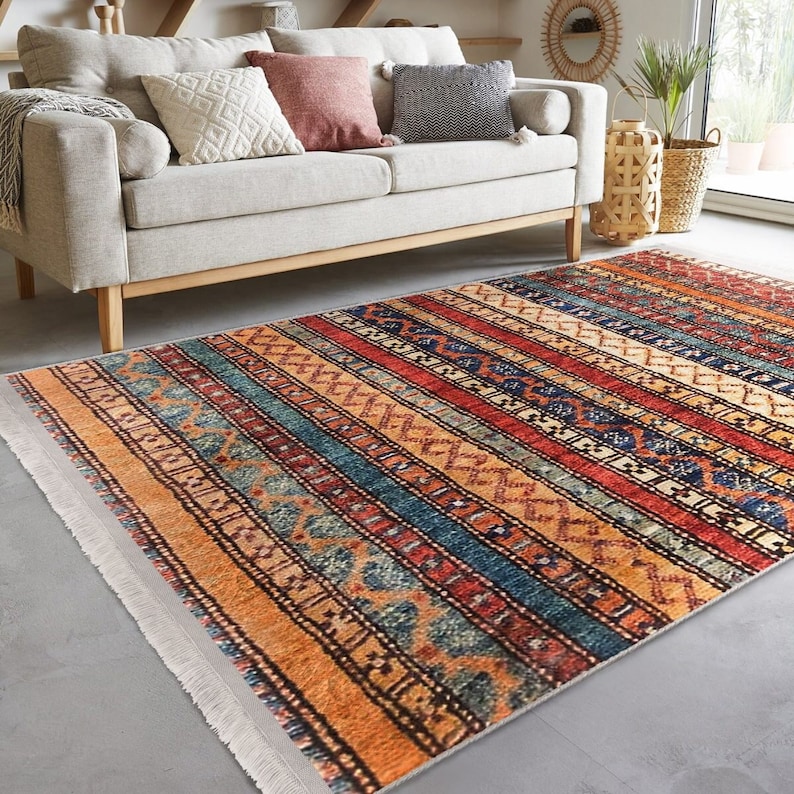 Kitchen Rug: Boho Hereke Motif - Lightweight, Non-Slip Backing image 4