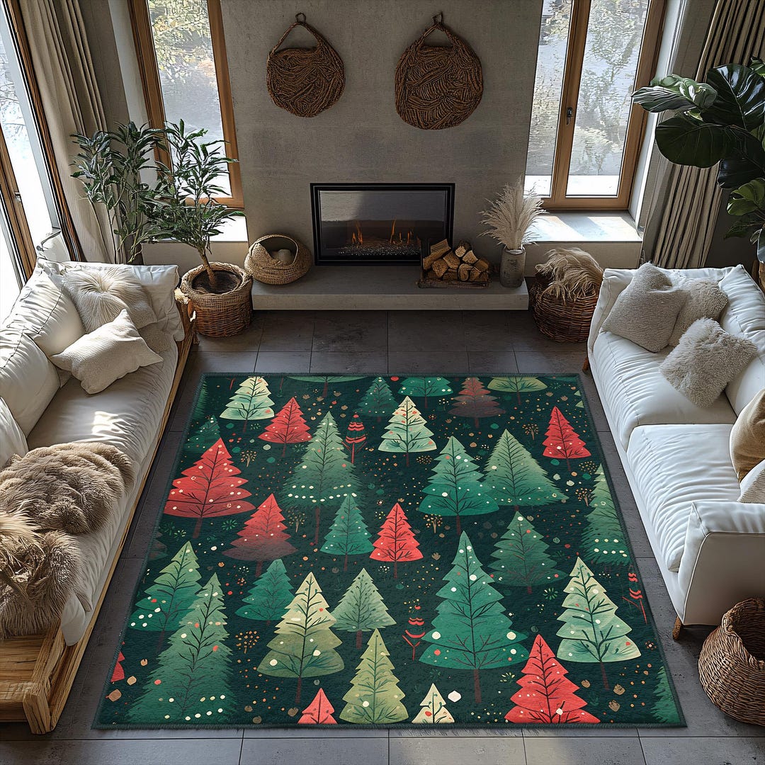 Pine Rugs Winter Pine Tree Rug, Abstract Forest Pattern (multiple Sizes) - Etsy