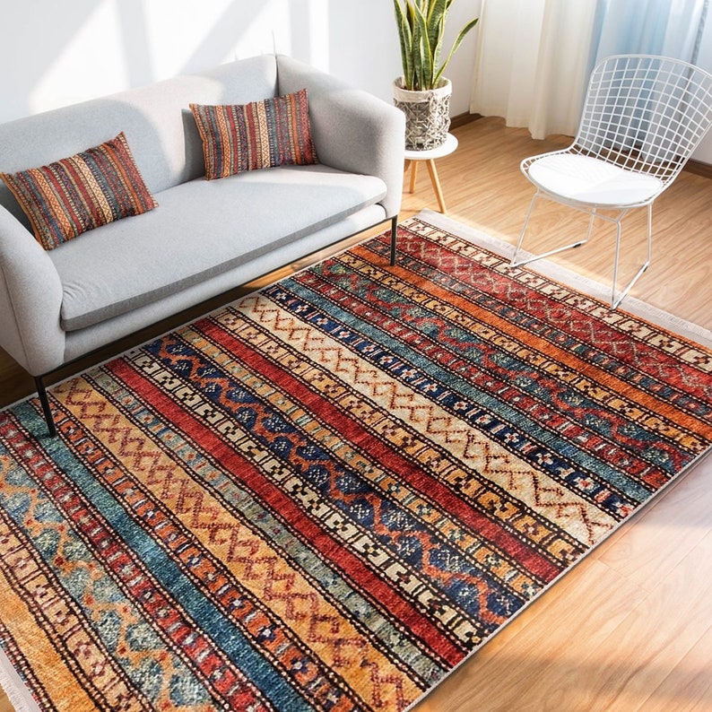 Kitchen Rug: Boho Hereke Motif - Lightweight, Non-Slip Backing image 2