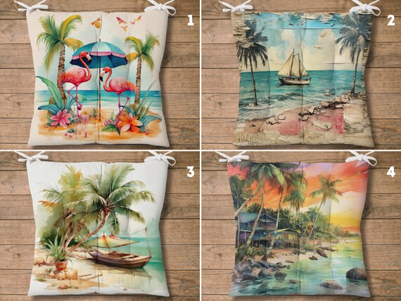 Outdoor Flamingo Pattern Seat Cushions Ocean Sunset Puffy Chair Cushion Hawaiian Chair Pads Tropical Paradise Seat Pads Beach Home Decor Etsy Canada