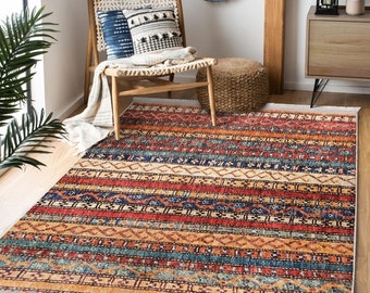 Kitchen Rug: Boho Hereke Motif - Lightweight, Non-Slip Backing