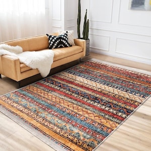 Kitchen Rug: Boho Hereke Motif - Lightweight, Non-Slip Backing image 5