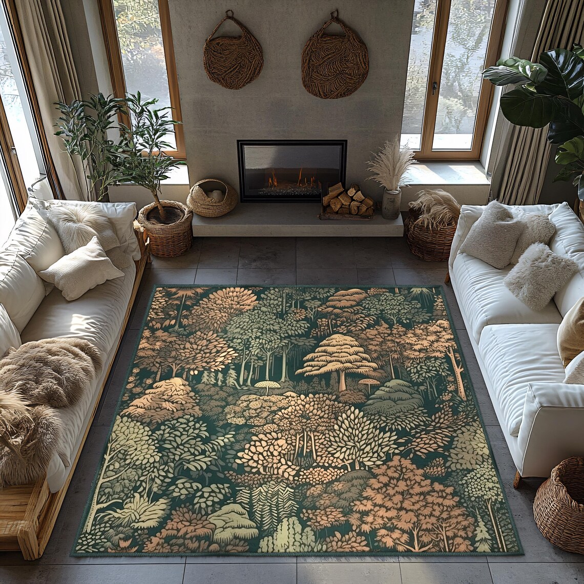 Abstract Forest Area Rug - Autumn Colors, Soft Non-slip Backing - Etsy