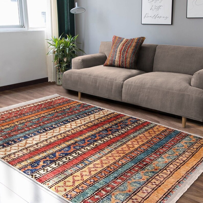 Kitchen Rug: Boho Hereke Motif - Lightweight, Non-Slip Backing image 6