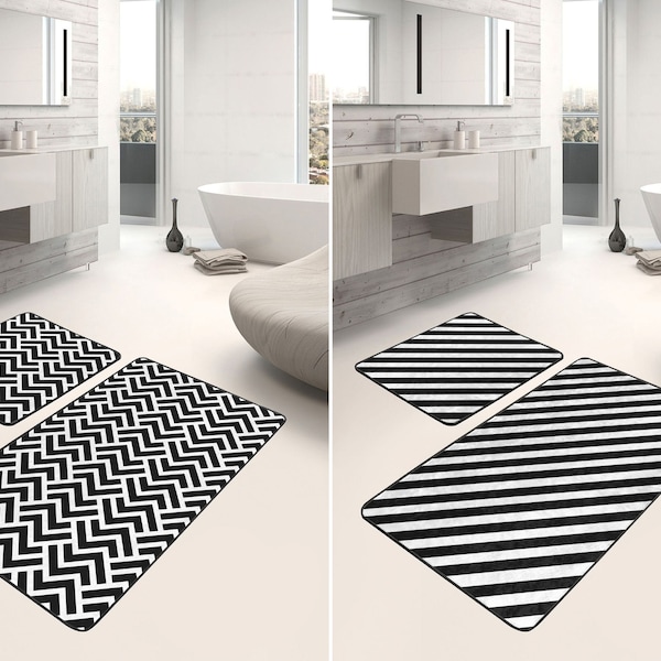Black and White Bathroom Runner - Etsy