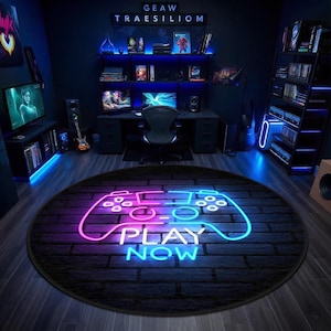 Game Controller Teppich: Neon Gaming Teppich für Jungenzimmer (Weich, Langlebig)