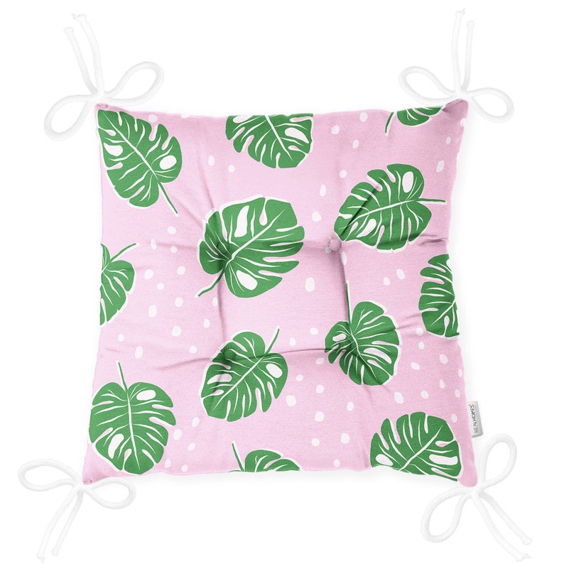 Monstera Leaves Puffy Kitchen Chair Cushions Outdoor Chair Etsy