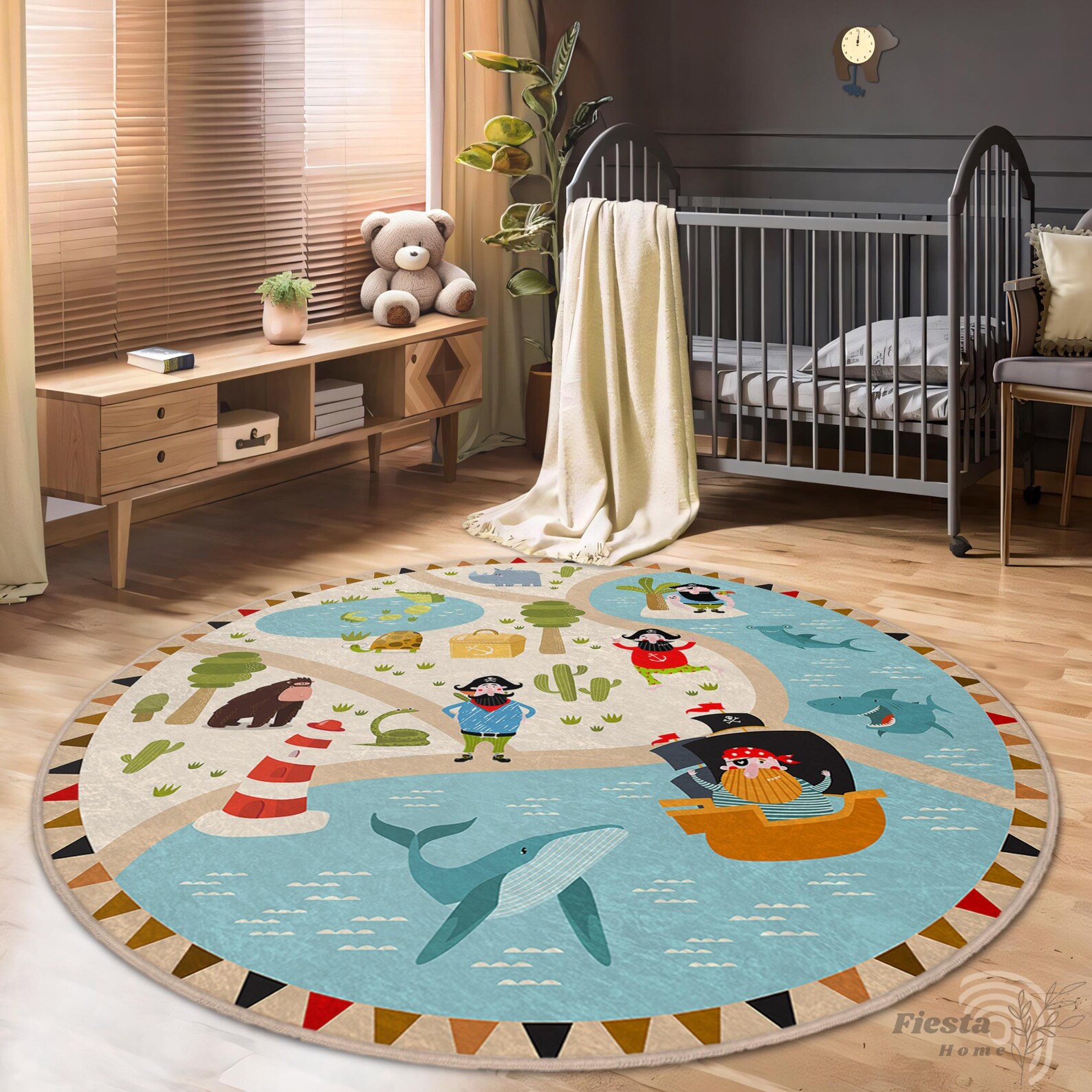 Pirate Map Rug: Shark and Whale Adventure for Kids' Playroom - Etsy