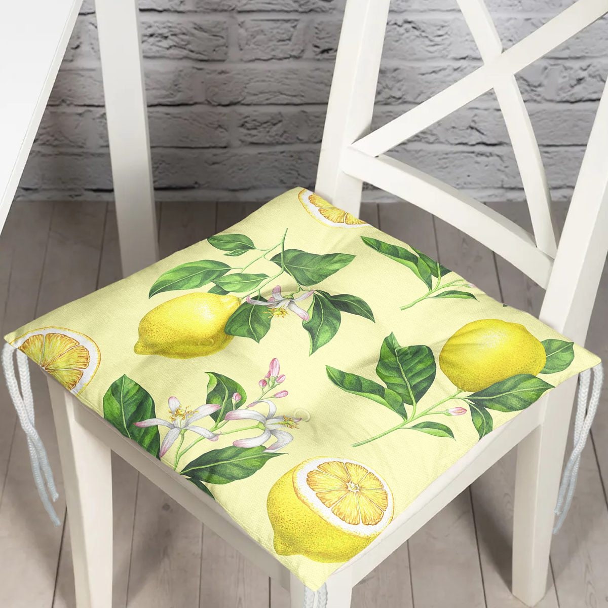 Lemon Slice Style Chair Cushion Yellow Patio Chair Pad With Ties Outdoor Chair Covers Kitchen Striped Seat Pads Refreshing Seat Cushion Etsy