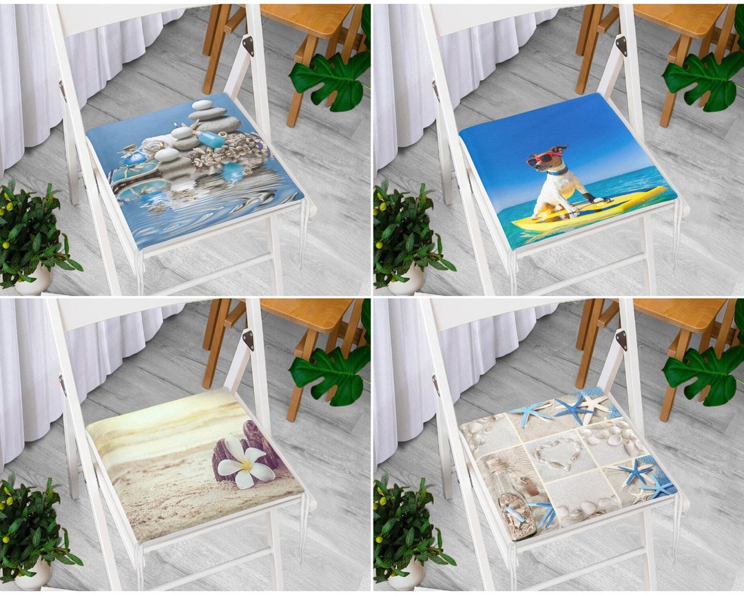 Water & Stone Design Chair Pads, Dog With Glasses Surfing Outdoor Seat