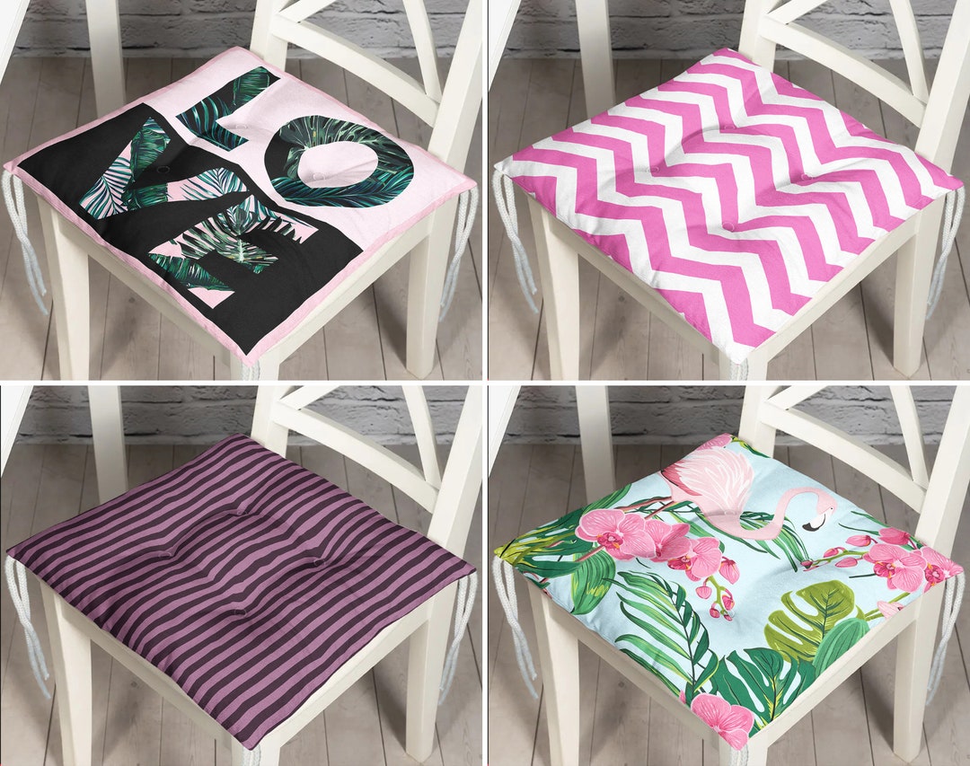 Love Printing Outdoor Puffy Chair Cushions Pink Flamingo Etsy