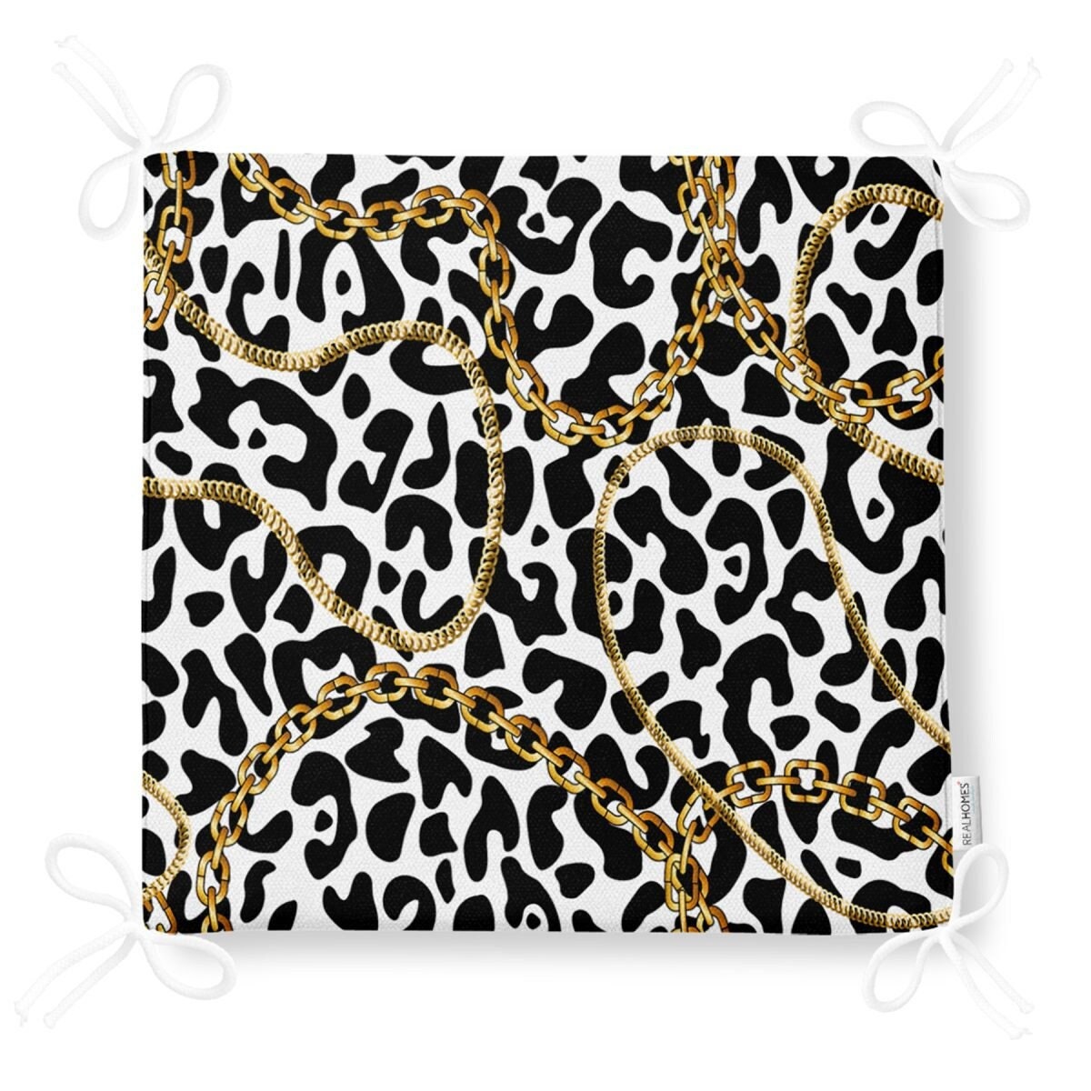 Leopard Pattern Garden Chair Cushion With Ties, Zebra Outdoor Chair