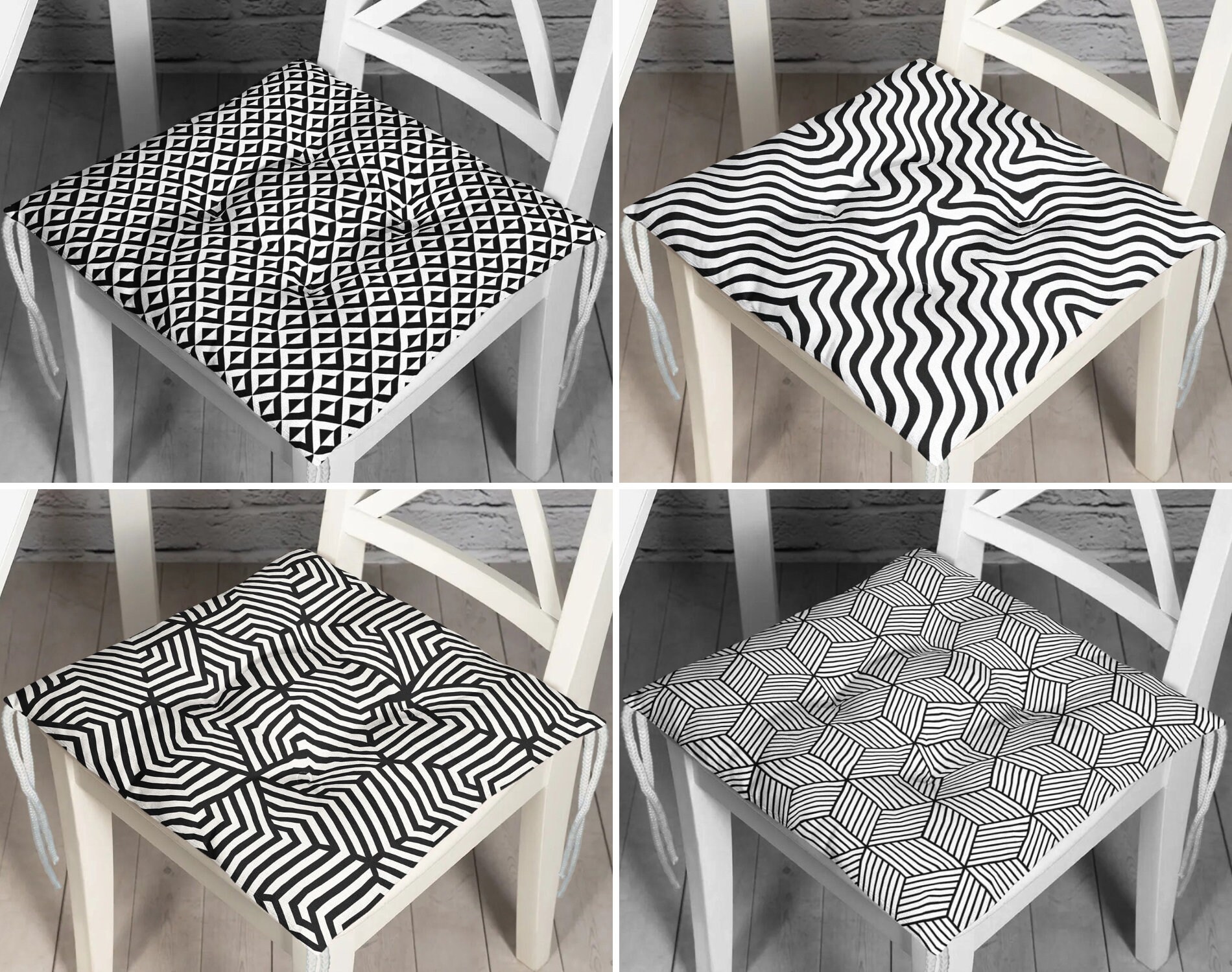 Outdoor Black and White Seat Cushions Etsy