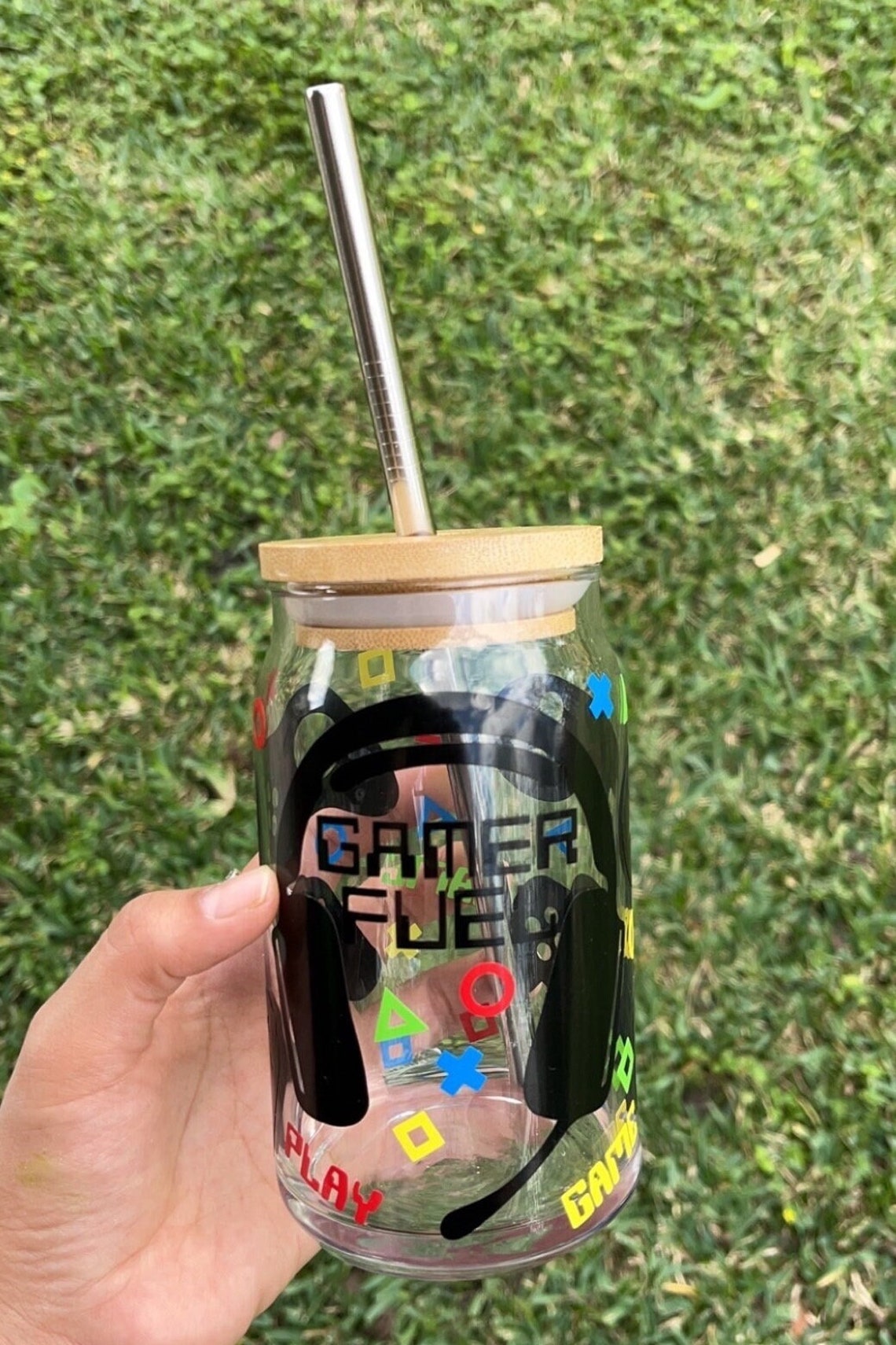 Gamer Glass Cup Gamer Fuel Cup Gamer Iced Coffee Cup Video Game Cup