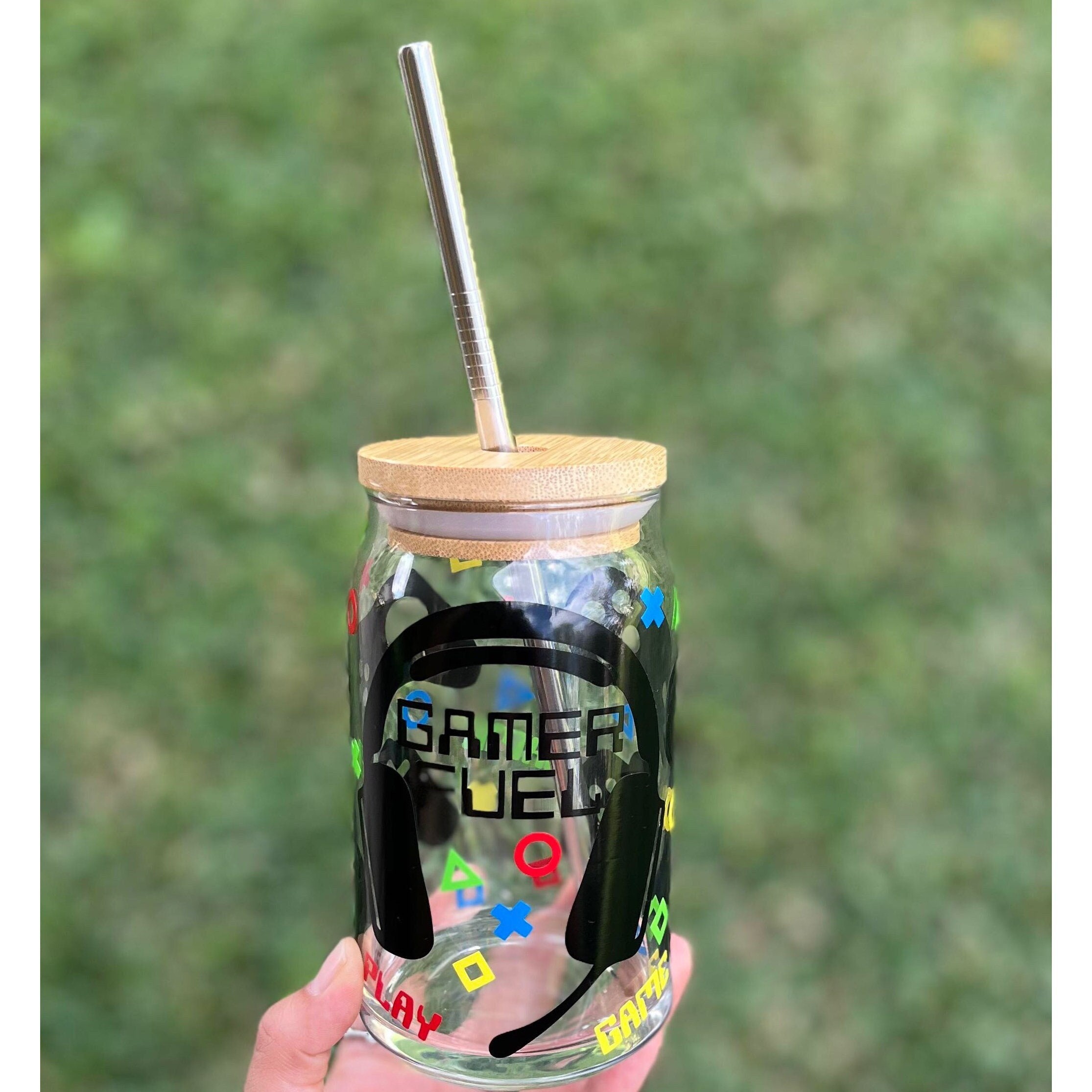 Gamer Glass Cup Gamer Fuel Cup Gamer Iced Coffee Cup Video Game Cup
