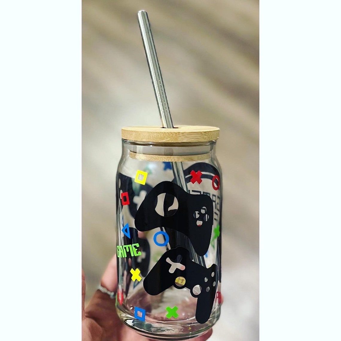 Gamer Glass Cup Gamer Fuel Cup Gamer Iced Coffee Cup Video Game Cup