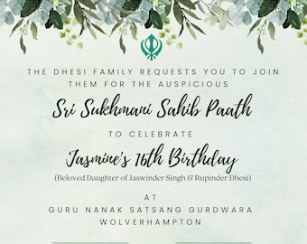 Sri Sukhmani Paath invites - Sukhmani Sahib invites - Sri Sukhmani Sahib Path invite, Digital Sukhmani Paath invitation