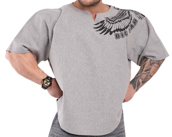 Oversized Gym T-shirt: Oldschool Cotton Rag Top für Bodybuilder