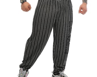 Herren Baggy Jogginghose mit Taschen, Oldschool Loose Fit Gym Muskelhose Geschenk für Bodybuilder