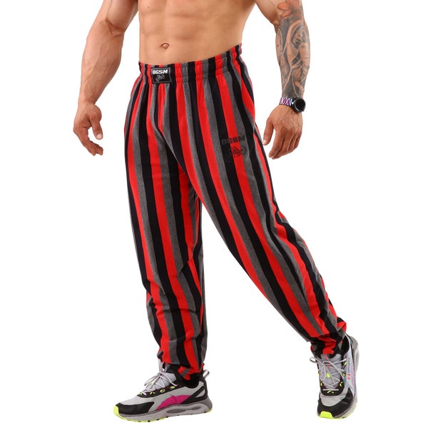 Herren Baggy Jogginghose mit Taschen, Oldschool Gym Muscle Hose Geschenk für Bodybuilder (BGSM)