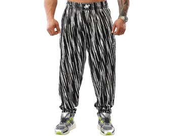 Men's Baggy Sweatpants With Zippered Pockets , Oldschool Gym Muscle Pants Gift For Bodybuilders