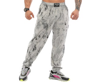 Herrenhosen (lockere Passform) mit Taschen, Baggy-Design 100% Baumwolle, dünne Muskelhose