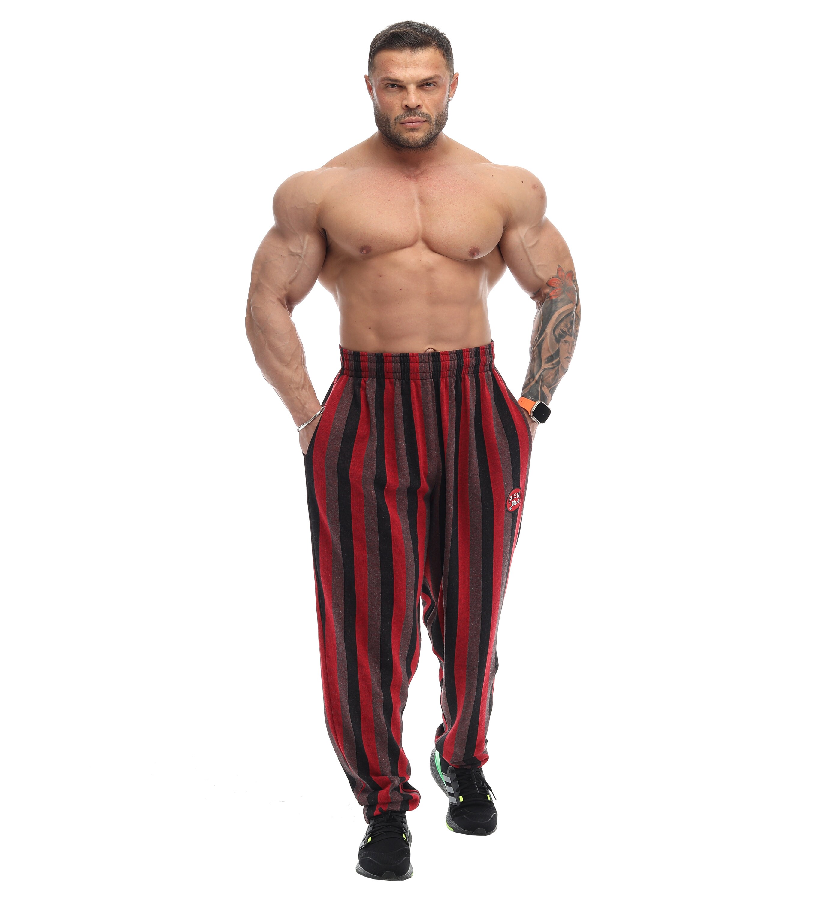 Pantaloni Lari Da Uomo Oldschool A Righe - Pantaloni Della Tuta Larghi Per Allenamento E Palestra - Cotone Traspirante Con Tasche E Vita Regolabile