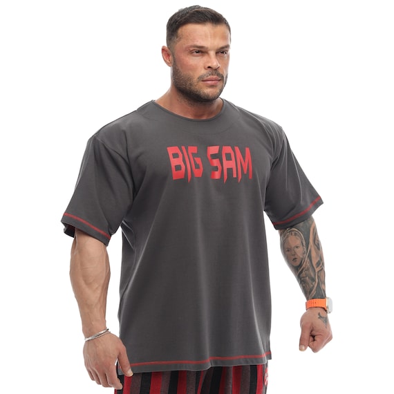 Men's Oversized Active T-Shirt – Cotton Workout Raglan Top With Eye-Catching Design 10 thumbnail image