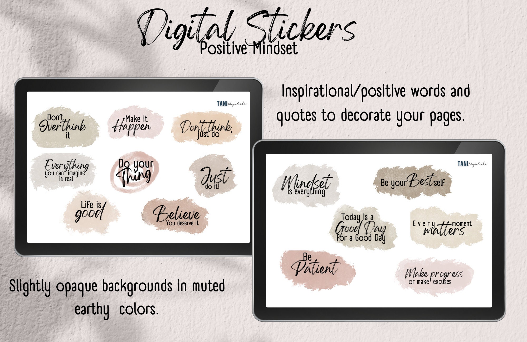 Positive Quotes PNG Sticker Pack: Inspirational Stickers for Digital ...