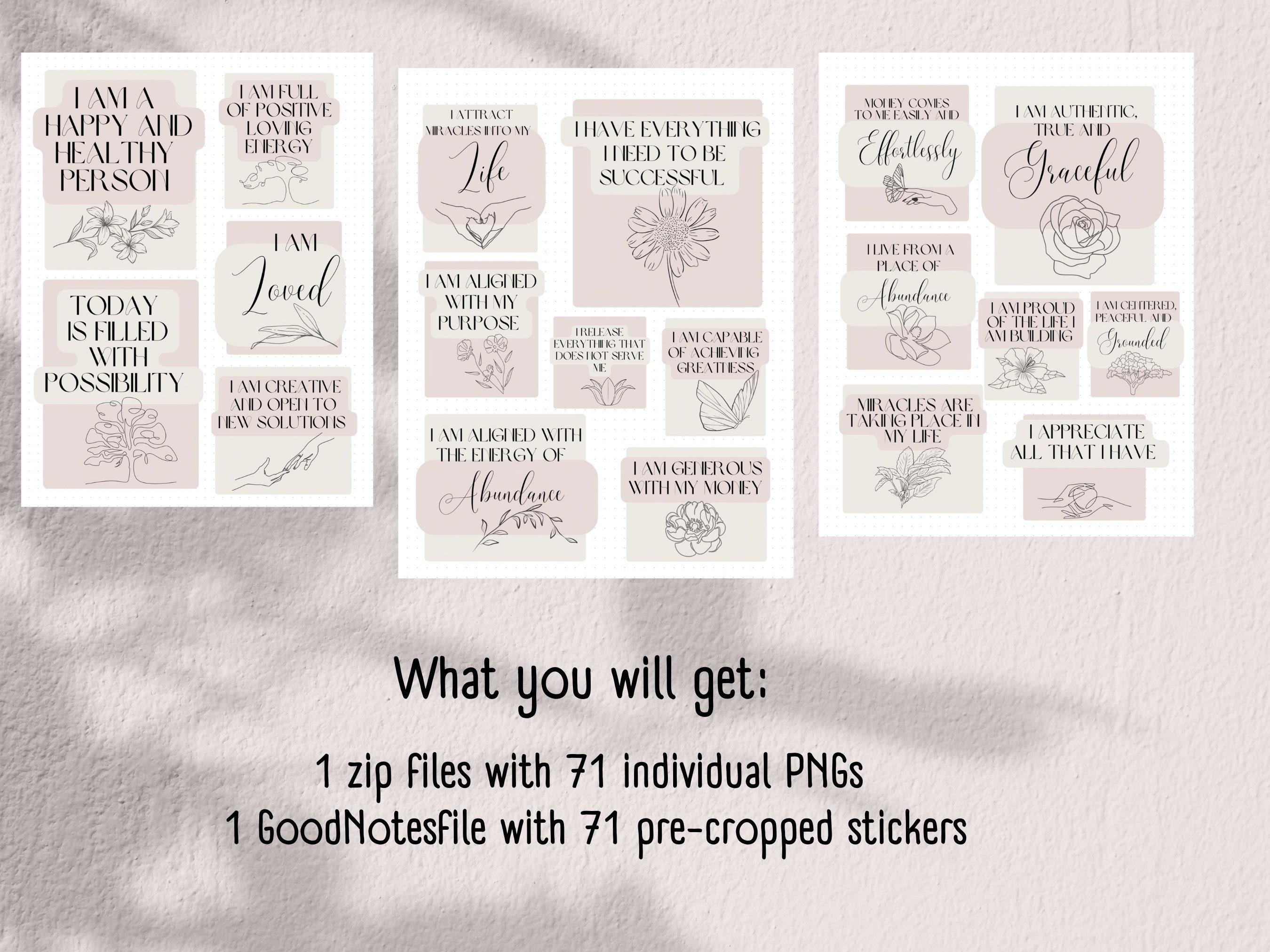 Affirmation Stickers Digital Collection - Positive Words and ...