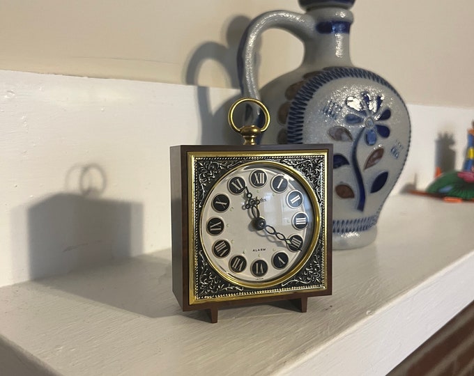 Gold Vintage Mechanical Travel Clock Etsy