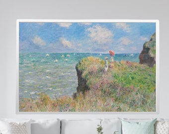 Sea Cliff France Wall Art, Nature Landscape Print, Impressionism print , Coastal Print, France Travel Poster, France Gift, Digital Art