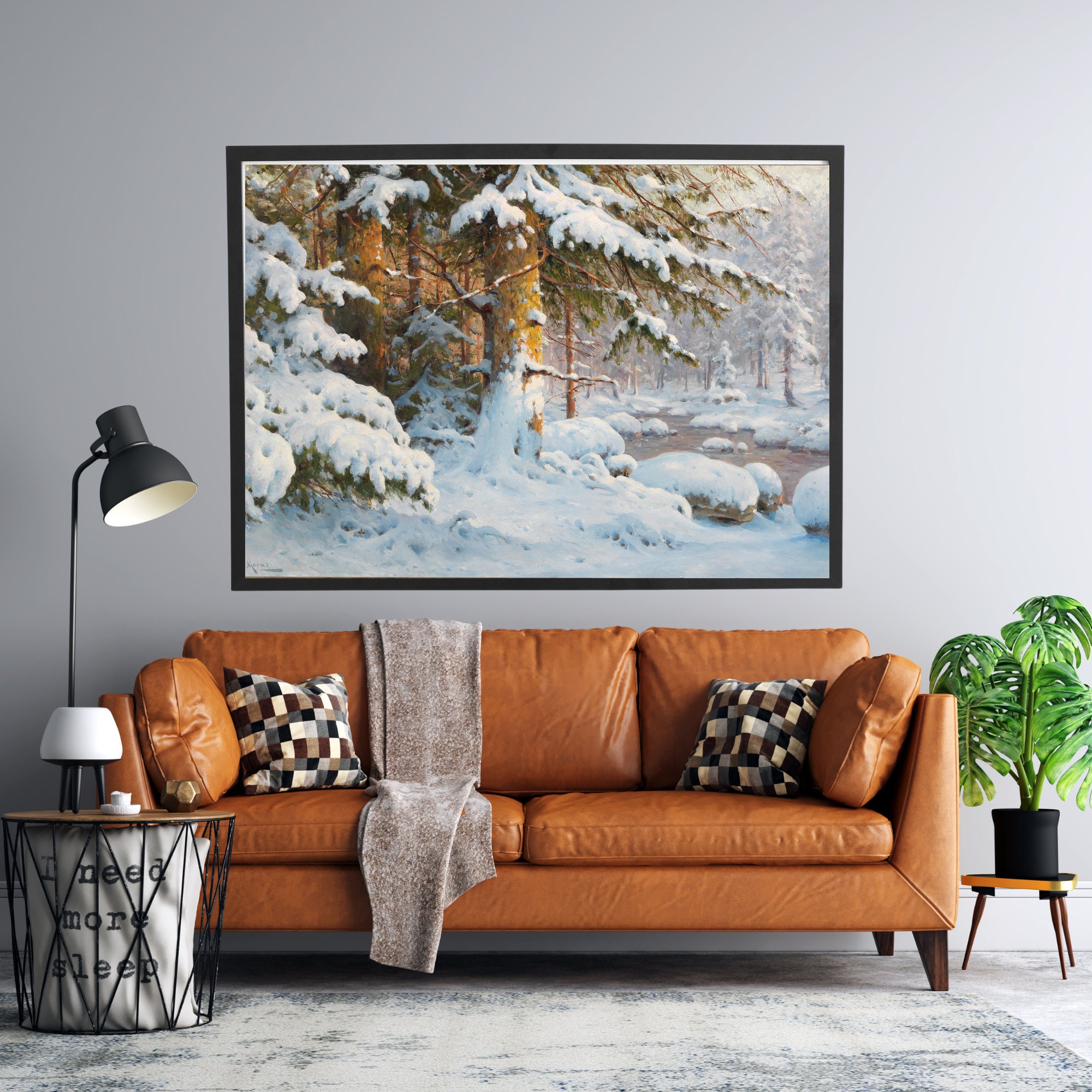 Winter Tree Wall Art, Winter Landscape, Rustic Winter Trees, Winter