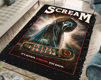 Scream Rug DC128 Ghost Face Rug Movie Rug Horror Decor Rug for Living Room Bedroom Horror Rug Carpet Home Theater Halloween Scary Gift