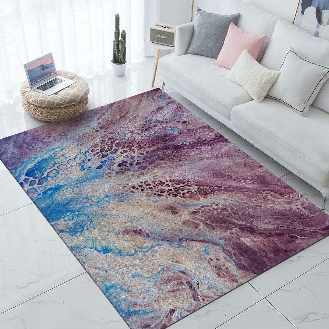 Purple and Blue Marble Pattern Rug Marble Pattern Rug Etsy