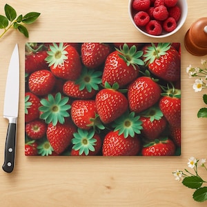 Strawberry Tempered Glass Cutting Board: Charcuterie Serving Tray