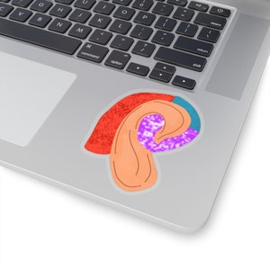 Pegatinas de corte de beso para audífonos, Pegatina para personas con problemas de audición, ID de alerta para personas con discapacidad auditiva, Ilustraciones para sordos, Pegatina transparente, Calcomanía para implante coclear