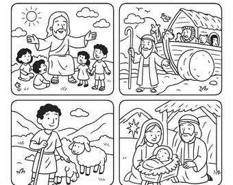 Libro cristiano para colorear para niños - Descarga digital imprimible en PDF