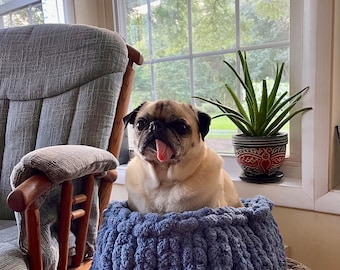 Handmade Crocheted Cozy Chenille Bed for Cats & Small Dogs| Super Soft| Pet Bed| Cat Bedding|  Crochet pet bed