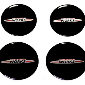 Set van 4 stuks. John Cooper Works Center wieldoppen logo hars koepelvormige stickers stickers 20-80 mm