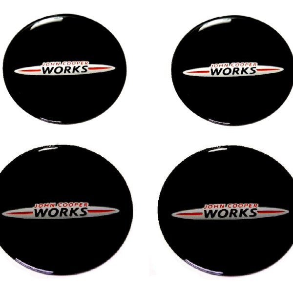 Set mit 4 Stück. John Cooper Works Center Wheel Caps Logo gewölbte Aufkleber aus Kunstharz, 30–80 mm