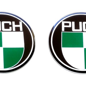Set 2 Stk. Puch Logo Harz gewölbte Aufkleber Abziehbilder