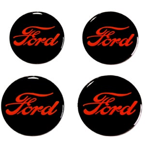 Set di 4 pezzi Ford Center Wheel Caps logo adesivi in resina a cupola decalcomanie retrò 30-80 mm