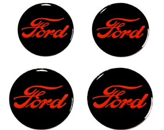 Set of 4 pcs. Ford Center Wheel Caps logo resin domed sticker decals retro 30-80mm