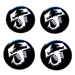 Set van 4 stuks. Abarth wieldoppen logo hars koepelvormige stickers stickers 20-80 mm