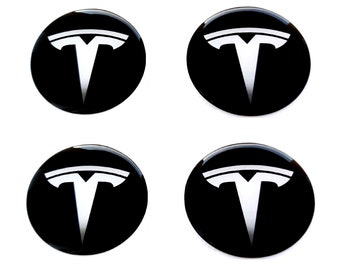 Tesla, Resin Domed Stickers: Center Wheel Caps, Logo, 20-80mm (Set of 4)