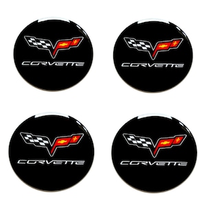 Set 4 Stück Corvette Center Radkappen Logo Kunstharz gewölbte Aufkleber Decals Racing 30-80 mm