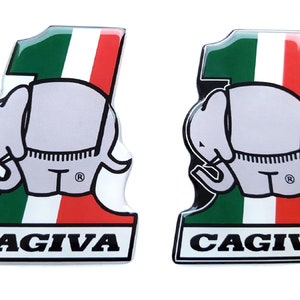 Set van 2 stuks. Sticker sticker sticker moto Cagiva Elefant hars